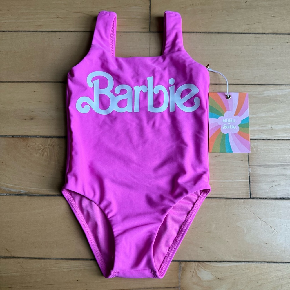 New SHOW ME YOUR MUMU Mini Barbie Pink White Kids One Piece Swimsuit Size: 1T